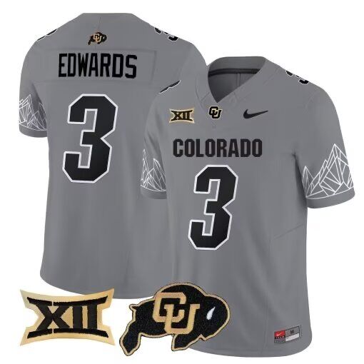 Men Sanders Buffaloes #3 Edwards grey 2024 Nike NCAA jersey